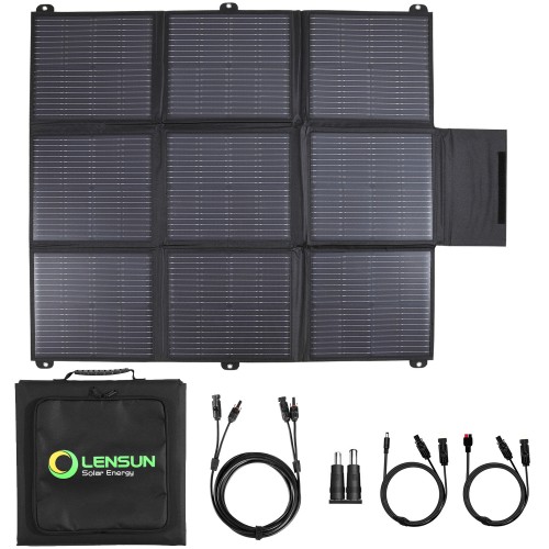 Lensun 200W 12V Portable Solar Panel Blanket with Standard  Connectors for Solar Generator Power Station, Lightweight Ultra-Thin only 5.2 kgs/11.4 lbs