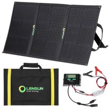 Lensun 100W 12V Foldable Solar Panel kit with Waterproof Solar Controller, Battery Clips Ready to Charge Battery for Camping, RVs, Boats
